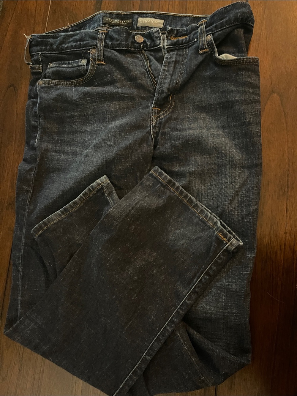 Aeropostale Men's Straight Fit Dark Blue Jeans